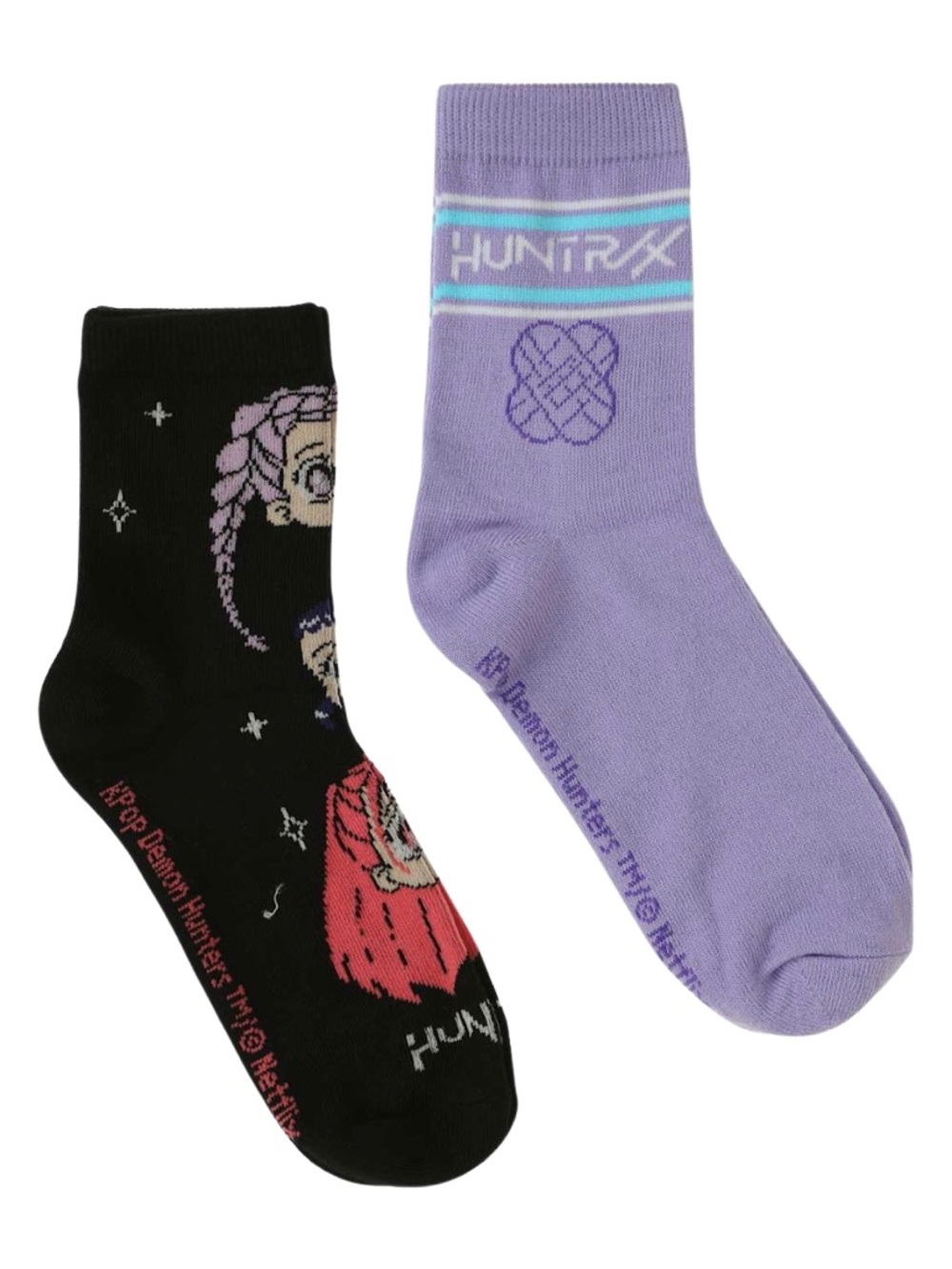 •Netflix KPOP Demon Hunters• Black & Purple Anime Streetwear Sock Set